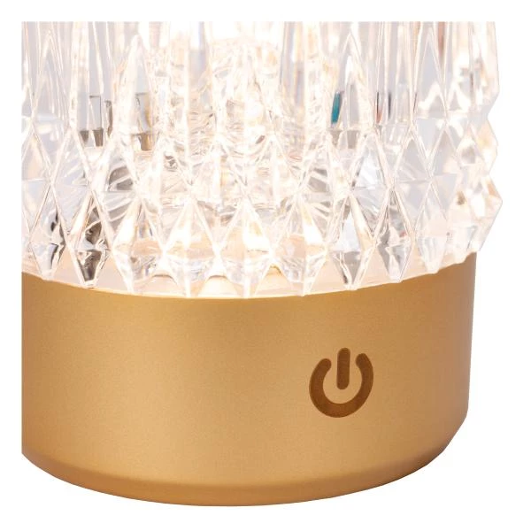 Lucide LILY - wiederaufladbare Tischlampe - Akku/Batterie - Ø 8 cm - LED Dim to warm - 1x3W 2700K/3000K - Mattes Gold / Messing - Set von 3 - detail 2